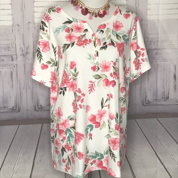 Karen Scott Tops - NEW KAREN SCOTT SIZE 2X FLORAL WOMENS TOP BLOUSE